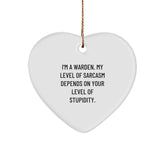 Warden Gifts, Funny Heart Ornament, 'I'm A Warden' Quote, Gifts from Friends, Gifts for Warden, Christmas Unique Gifts - Image 1